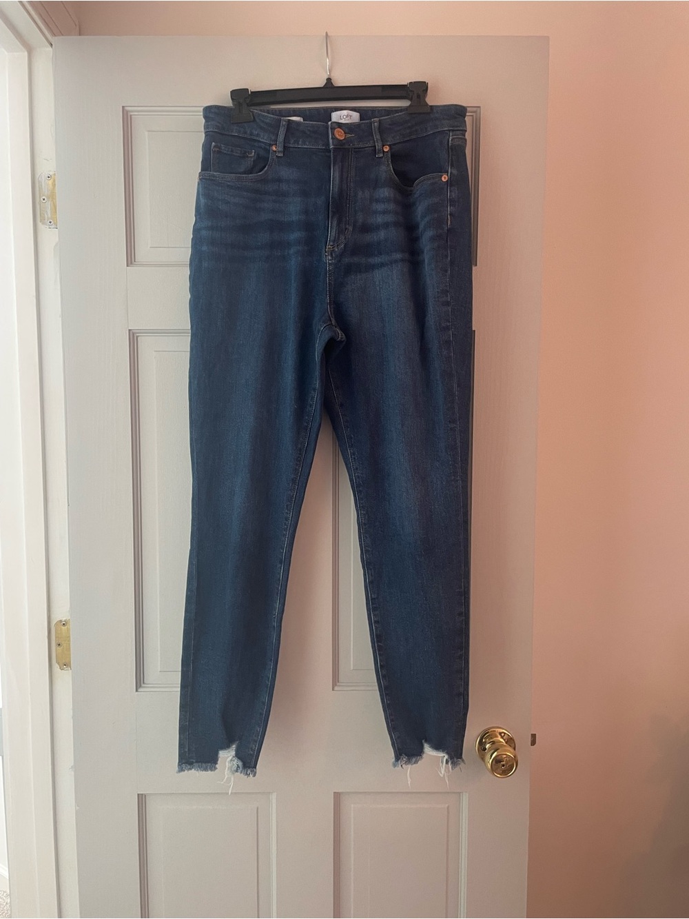 LOFT Dark Blue LOFT Frayed Hem Ankle Jeans